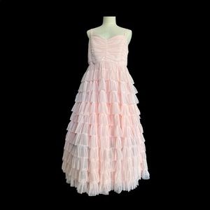Torrid Pink Mesh Tiered Ruffle Midi Dress Size 12 NWT